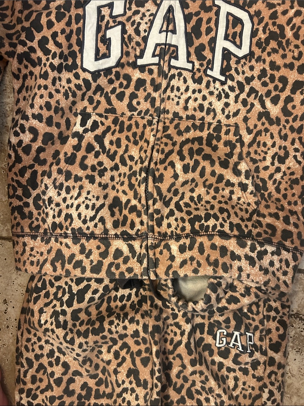 GAP Kids Leopard Print Hoodie & Jogger Set - Brown and Black. - Picture 5 of 7